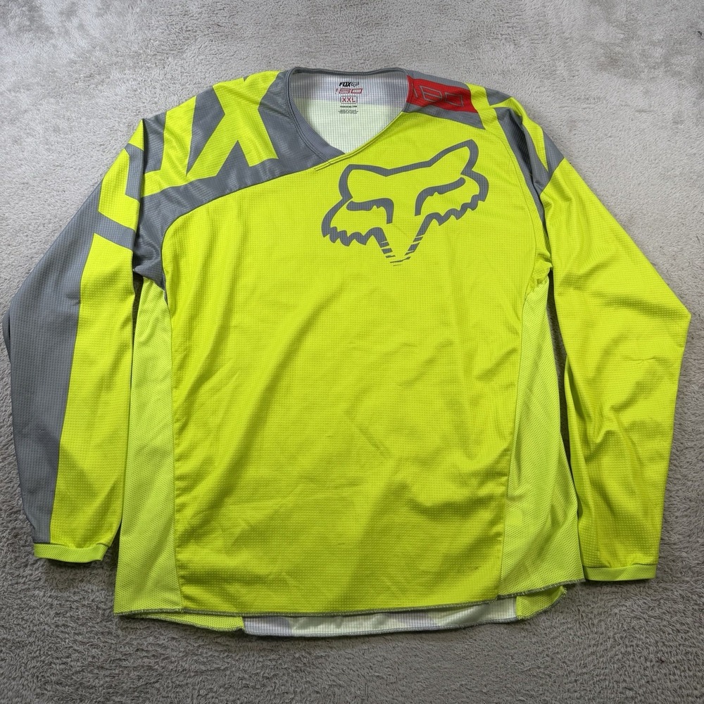 Fox Racing Jersey Mens 2XL Yellow Hi-Vis 180 Motocross Y2K Long Sleeve Active